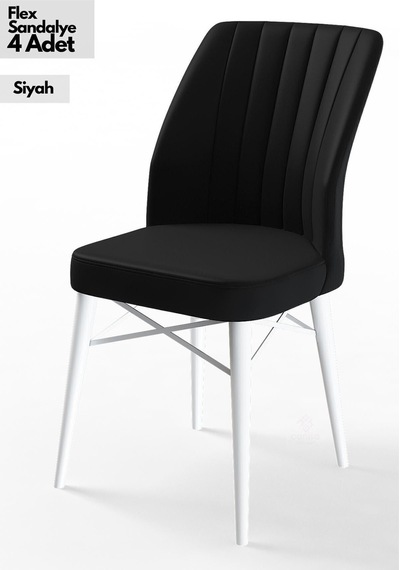 Canisa Concept Canisa Flex Serisi Gürgen Ayaklı 1.sınıf Sandalye , 4 Adet , Siyah Ayaklar Beyaz Sandalyeler Siyah Ayaklar Beyaz