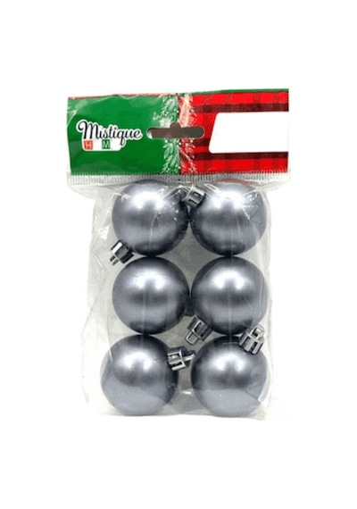 Mistique Home Yılbaşı Süsü Parlak Top 4cm 6lı Gümüş