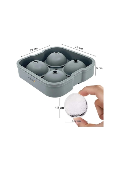4 Lü Top Büyük Boy Buz Kalıbı, Silikon, Gri Silikon Diğer