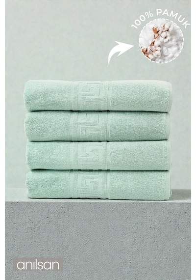4'lü Greek Mint Yeşili Banyo Havlusu - 70x140 Cm, 490 Gr, %100pamuk, Spa Ve Otel Havlusu Mint Yeşili