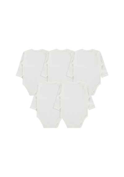 Civil Baby Düz Uzun Kol 5 Li 1-3 Yaş Çıtçıtlı Badi - Beyaz