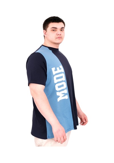 Mode Xl Büyük Beden Erkek T-shirt Parçalı U25501 Lacivert Lacivert