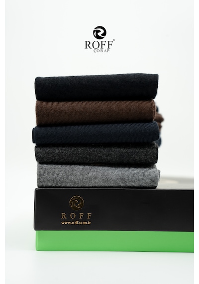 Roff Bambu Erkek Soket Uzun Düz Çorap Dikişsiz 12 Li Karışık Renk Kutulu Çok Renkli