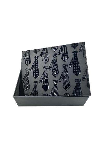 Teyreki Gıpta Montana Floklu Kravat Desenli Dikdörtgen Hediyelik Boş Kutu No:2 28x21x8cm
