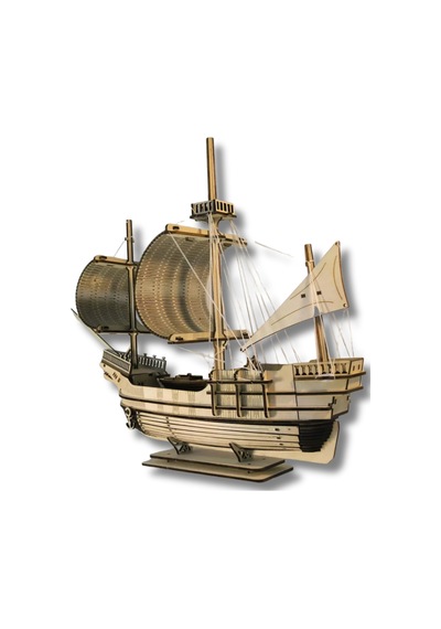 Ahşap Yelkenli Gemi Maketi - Kendin Yap Dıy Dekoratif Kit - 3d Puzzle - 41cm