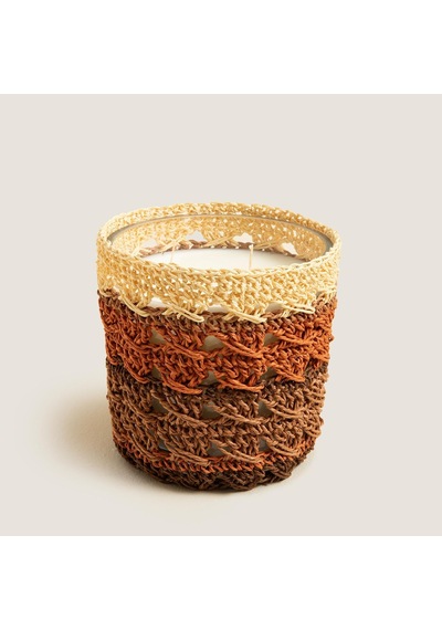 Boho Chic Tığ İşi Kokulu Mum 12x13 Cm Natural
