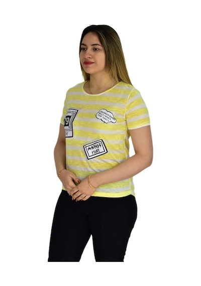 Kadın Çizğili Baskılı Tişört Bgl1497 001