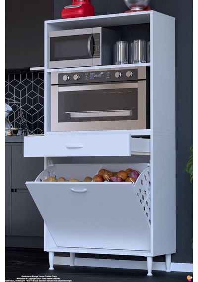Vio 70 Cm Fırın Dolabı Sepetli Çekmeceli Mini Midi Mutfak Dolabı Beyaz