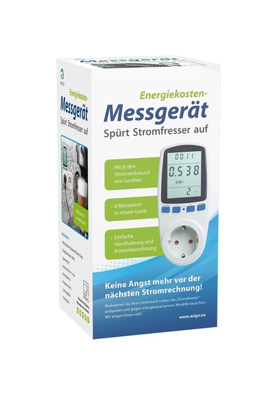 Asıgo Enerji Maliyeti Ölçüm Cihazı 2'li Set I 8 Ölçüm Değeri Ve Büyük Konforlu Ekranlı Priz İçin Elekt