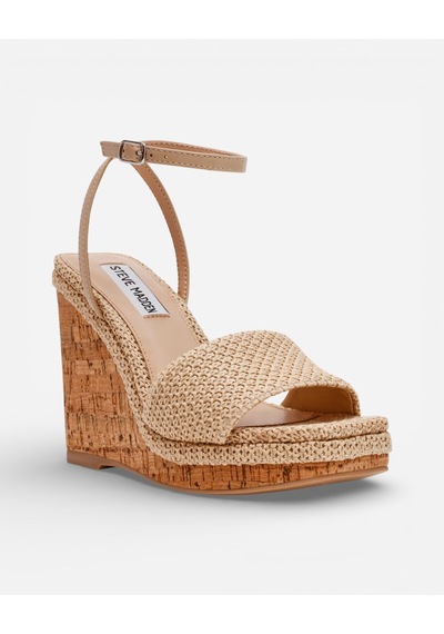 Steve Madden Outrıght Nat Nat Raffıa Kadın Nat Raffia Topuklu Sandalet Outrıght Nat Bej
