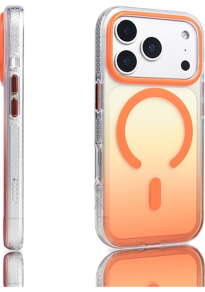 Apple Uyumlu iPhone 17 Pro Kılıf M-safe Şarj Özellikli Transparan Renk Geçişli Mkst Toros Kapak - Gri Gri