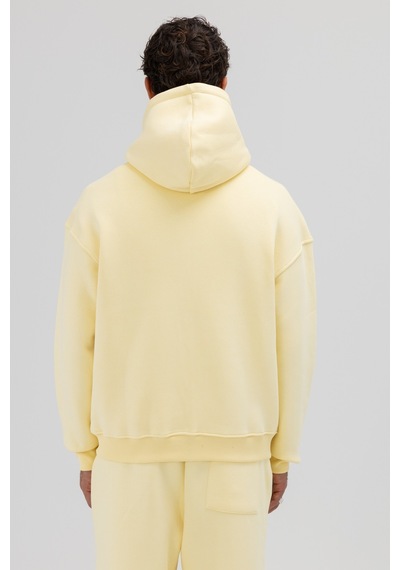 Vamos Basic Fermuarlı Oversize Kapüşonlu Sweatshirt Sarı