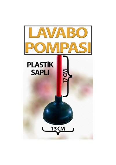 Plastik Saplı Kauçuk Lavabo Tıkanıklığı Açma Pompası Küçük Boy 13 Cm Çap 17 Cm Sap Uzunluğu Kırmızı - Siyah