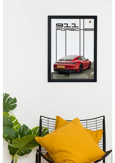 Porsche 911 Carrera Gts Özel Tasarım Siyah Çerçeveli Tablo Poster