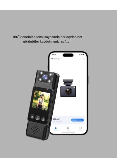 Tr 180 Derece Dönebilen Mini Kamera Full Hd Tft Ekran Hareket Sensörlü Kopya
