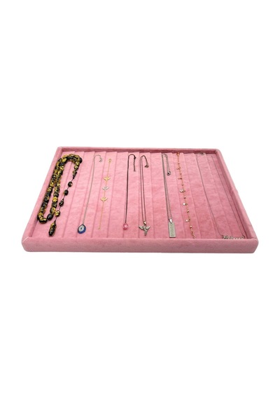 Tesbih Bileklik Kolye Tablası Pembe Kadife