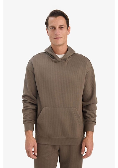 Defacto Boxy Fit Kapüşonlu Kanguru Cepli Jakarlı Sweatshirt E9308ax25aubn571 Kahve
