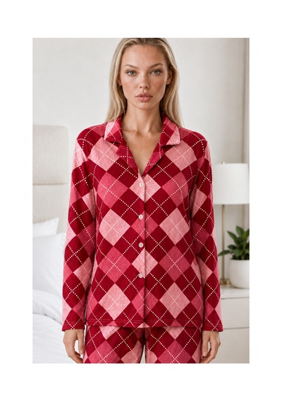 Fit Women Kadın Casual Esnek Bol Kırmızı Pijama Takımı 4668