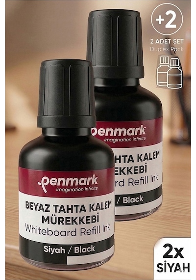 Siyah Yazı Tahta Kalemi Mürekkebi 30 Ml 2 Adet Penmark Tahta Kalemi Mürekkepi Kolay Silinebilir Doldurulabilir Canlı