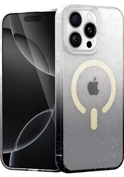 Newface Apple İphone 15 Pro Pummel Shiny Magsafe Kapak - Siyah Şeffaf