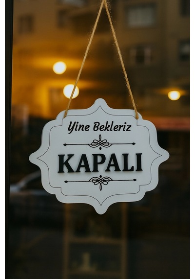 Ahşap Dekoratif Kesim Açık-kapalı Yazısı - Beyaz