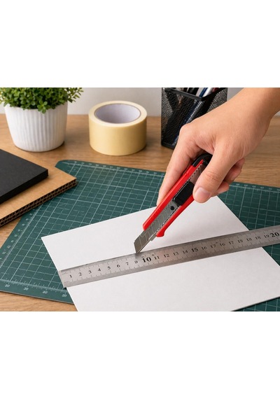 Mini Falçata Seti 9mm Maket Bıçağı + 10 Adet Yedek Bıçak Küçük Boy Kesici Falçata Hassas Kesim Karton Kağıt Plastik Kesme Bıçağı Asorti Renk