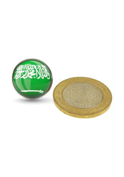 Suudi Arabistan Saudi Arabia Bayrak Rozeti - Paslanmaz Çelik Küçük Yaka Rozeti Çok Renkli