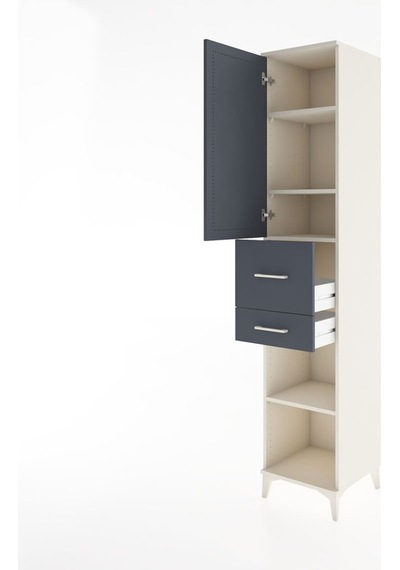 Hyperion Dolap 4 Raflı 2 Çekmeceli Tek Kapaklı 44x44x221 Aytaşı-antrasit Aytası