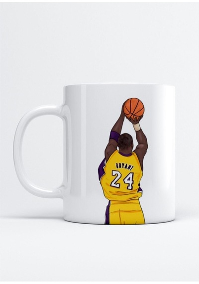 Kobe Bryant Los Angeles Lakers Baskılı Porselen Kupa Bardak Beyaz