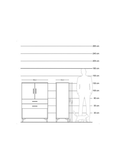 Hyperion Dolap 2 Raflı 2 Çekmeceli 2 Kapaklı 88x44x134 Aytaşı-çam Aytası