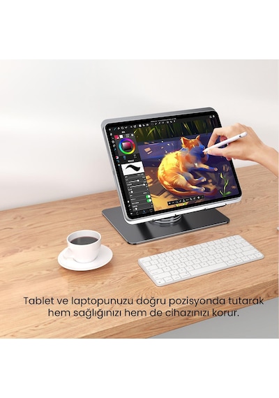 Upway 360 Derece Dönebilen Yükseklik Ayarlı Studio Style Alüminyum Laptop Ve Tablet Standı
