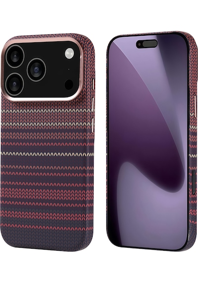 Techaks Apple Uyumlu iPhone 17 Pro Kılıf M-safe Şarj Özellikli Karbon Fiber Görünümlü Tchs Nekst Kapak - Lacivert Lacivert