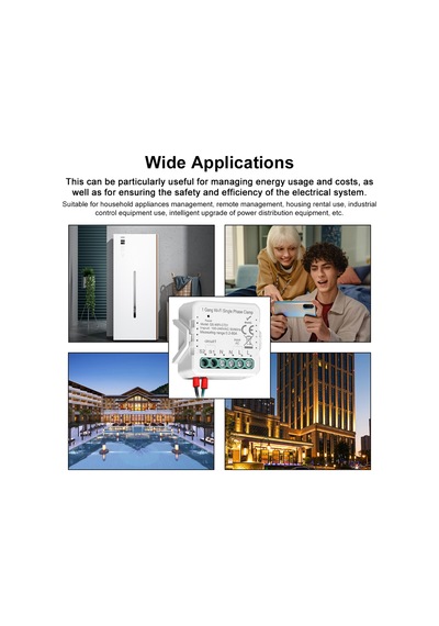 E24860-wıfı-2 Tuya Wifi 2 Gang 80a Tek Fazlı Kelepçe Güneş Pv Çift Tuya Wifi 2 Gang Single Phase Clamp