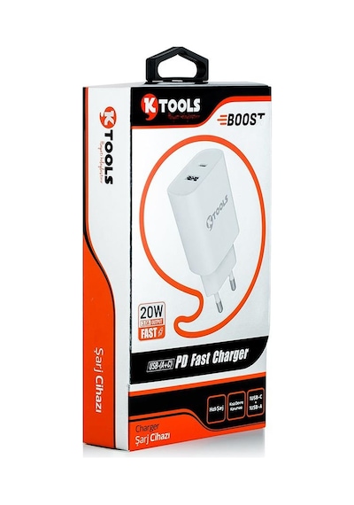 Ktools Boost Usb Pd 20W 3A Kablosuz Universal Seyahat Şarjı Beyaz