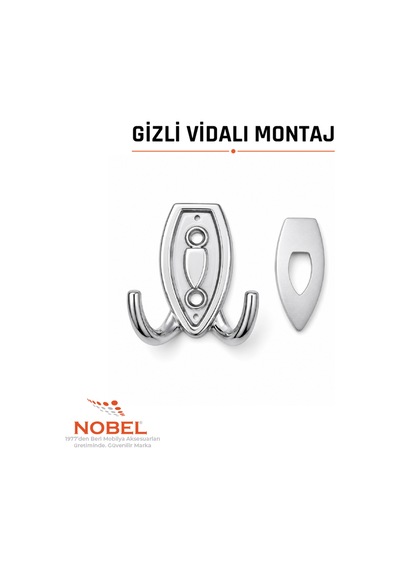 Zepli N Askı, Metal Vestiyer Askısı, Krom Matkrom, Duvar Ve Dolap Askılığı 5'li Set Vidalı