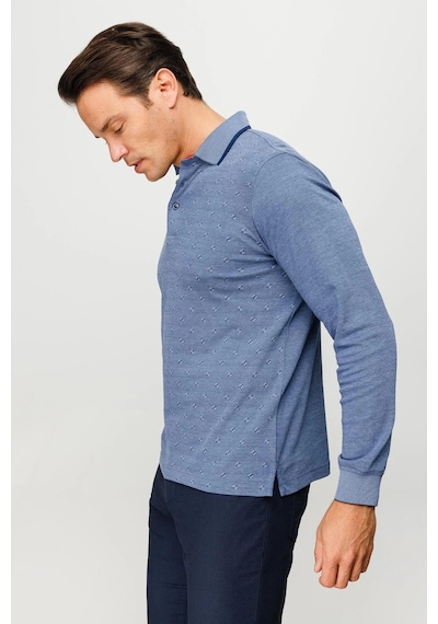 Desen Triko Erkek Polo Yaka Kare Desenli Uzun Kollu Sweatshirt Lacivert Lacivert Desen Triko Erkek Polo Yaka Kare Desenli Uzun Kollu Sweatshirt Lacivert Lacivert