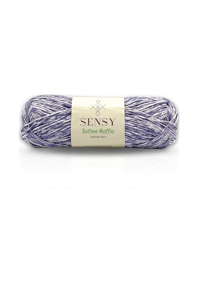 Premium Softee Raffia Yumuşak Ebruli Kağıt İp Çok Renkli Rafya İp El Örgü İpi Mor Batik