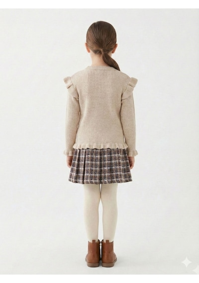 Xo Kids Kız Çocuk Elbise 8-12 Yaş 4061 Bej
