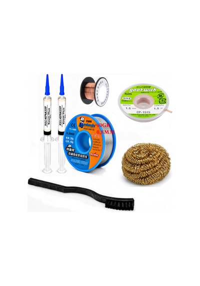 Lehim Seti 0,8 Mm 40 Gr Lehim Teli Flux Cp-1515 Lehim Emme Ve Yol Çekme Teli Temizleme Set St456