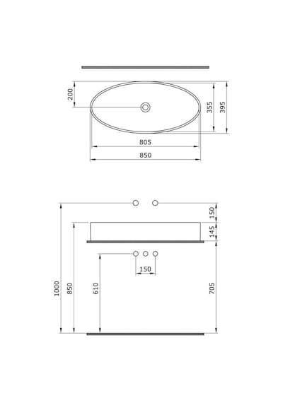 Bocchi Vessel Elips Çanak Lavabo 85 CM Mat Beyaz 1014-002-0125