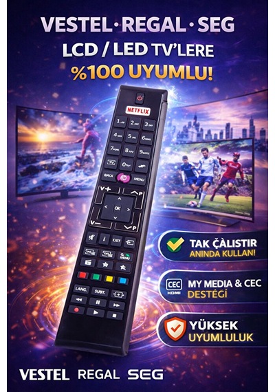 Vestel Regal Seg Netflix Tuşlu Tv Kumandası Lcd Led Tüm Modelle