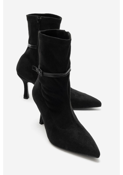 Luvi Shoes Andora Siyah Süet Kadın Topuklu Bot
