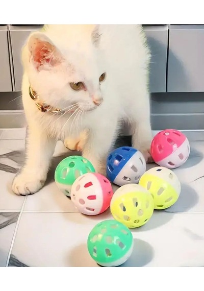 7'li Set : Kedi Nanesi Kokulu Peluş Oyuncak , Sarma Top , Olta , 3'lü Mini Top , Çıngıraklı Top