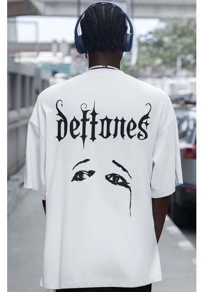 Sevbano Deftones Rock Metal Müzik Grubu Sırt Baskılı Unisex Oversize Tişö Beyaz Sevbano Deftones Rock Metal Müzik Grubu Sırt Baskılı Unisex Oversize Tişö Beyaz