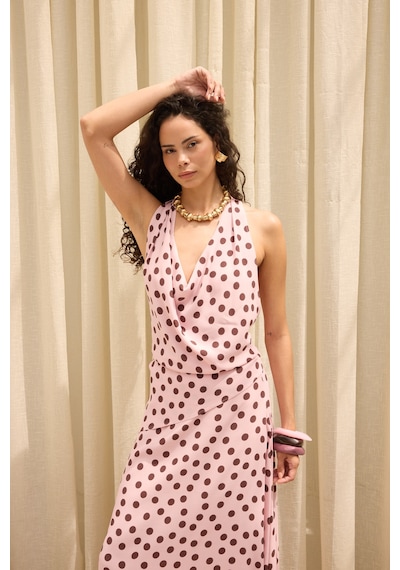 Mai Collection Manon Puantiyeli Pembe Crop Etek Takım
