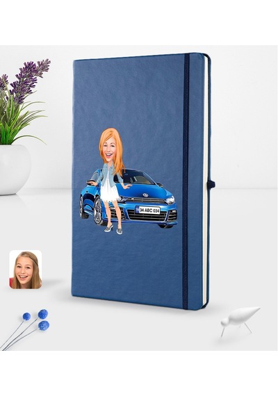 Kişiye Özel Plakalı Kadın Volkswagen Scirocco Karikatürlü Laciver