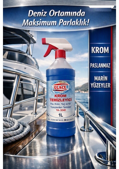Krom Temizleyici 1 Litre Pas, Kireç, Yağ Ve Kir Çözücü 1 L / Krom Temizleme 1 Litre Paslanmaz Çelik Ve Krom Temizleyici Diğer