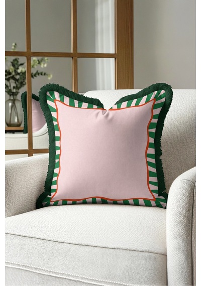 Modern Çizgili Şık Saçaklı Yastık Kılıfı - Dalga Formlu Bohem Pembe Siyah Püsküllü Kırlent Kılıfı Derin Esinti Saten Modern Çizgili Şık Saçaklı Yastık Kılıfı - Dalga Formlu Bohem Pembe Siyah Püsküllü Kırlent Kılıfı Derin Esinti Saten