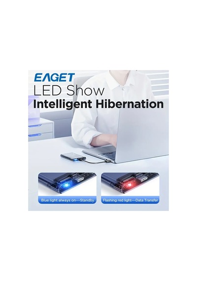 Eaget 6.35 Cm Harici Kasa, Usb 3.0 Sata Taşınabilir Şeffaf
