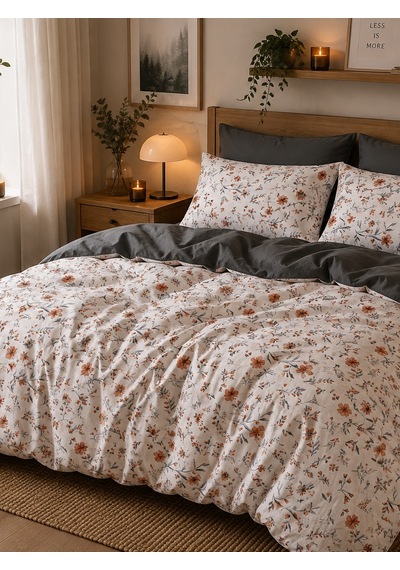 Mystory Home Lastikli Çarşaflı Çift Kişilik Nevresim Takımı Orange Turuncu